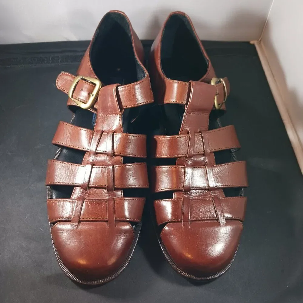 Vintage PITTI Shoes Men's Brown Leather Casual Sandal size 9.5M